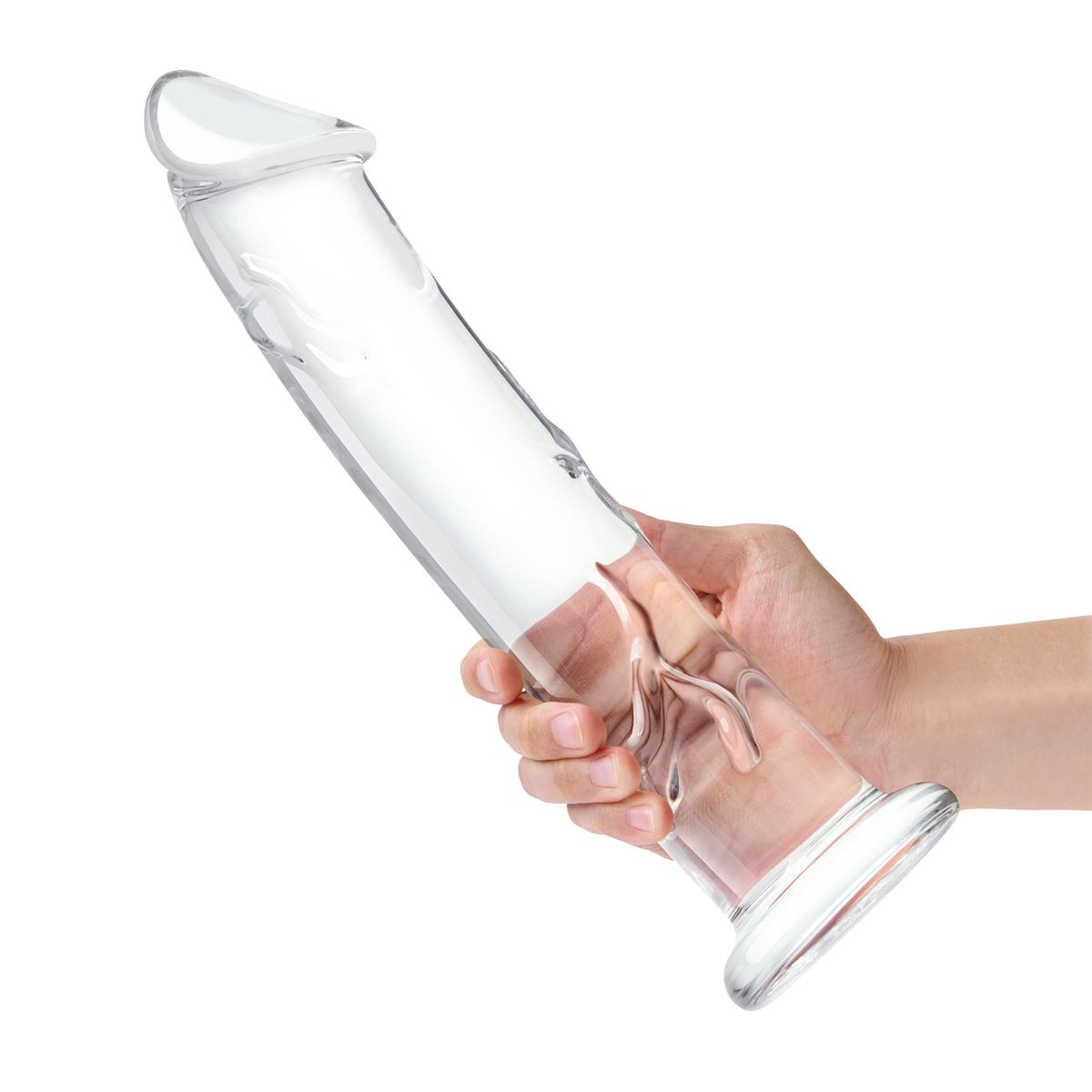 Большой стеклянный стимулятор 12’’ Glass Dildo With Veins & Flat Base - 28 см. 4