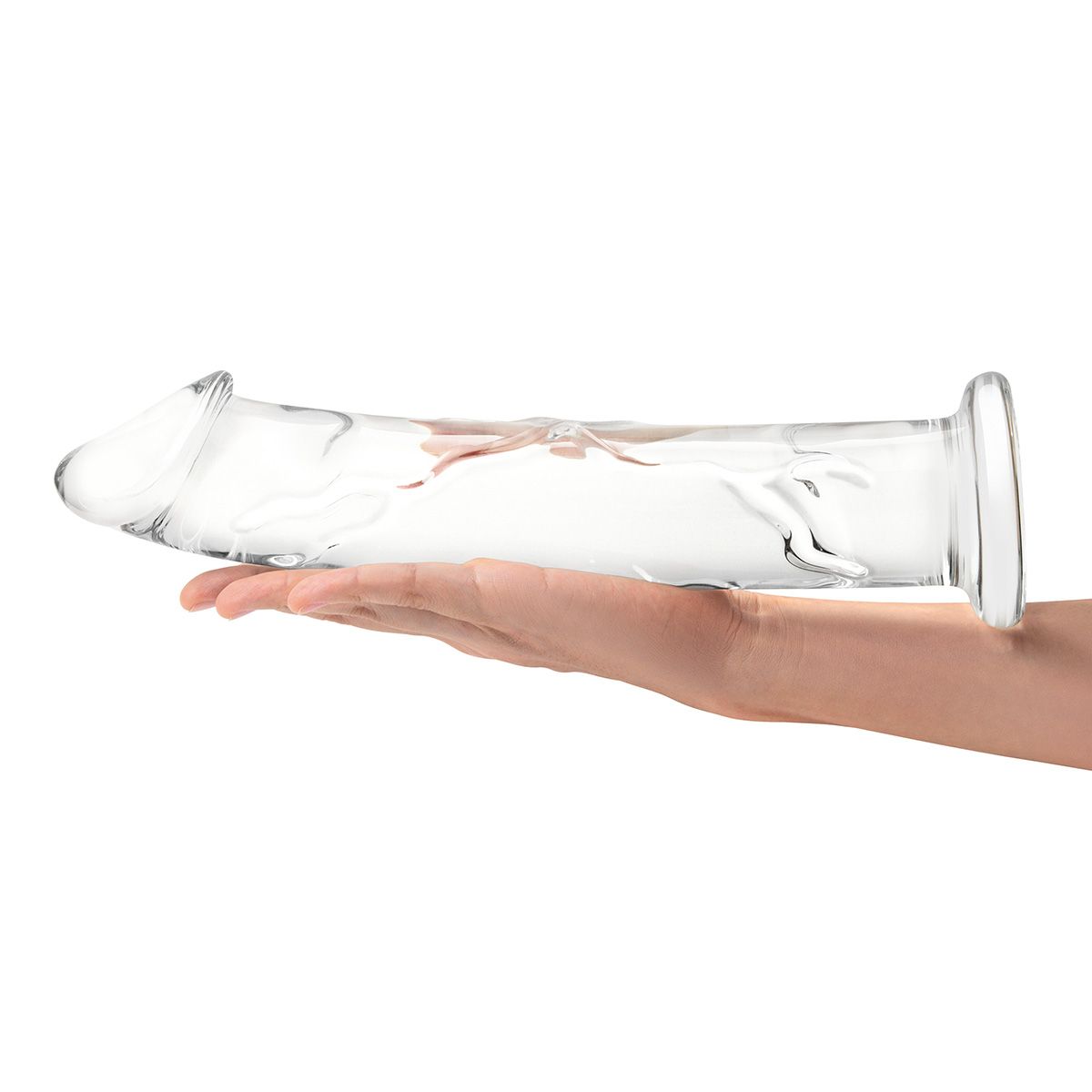 Большой стеклянный стимулятор 12’’ Glass Dildo With Veins & Flat Base - 28 см. 5