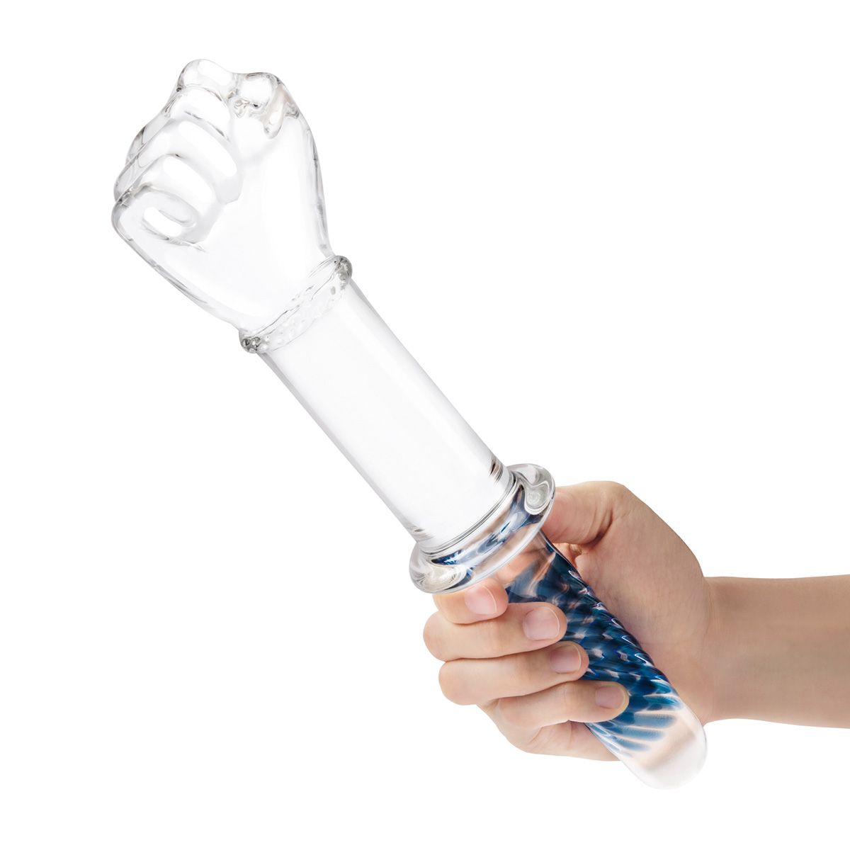 Стеклянный стимулятор в форме сжатой в кулак руки 11’’ Glass Fist Double Ended With Handle Grip - 28 см. 4