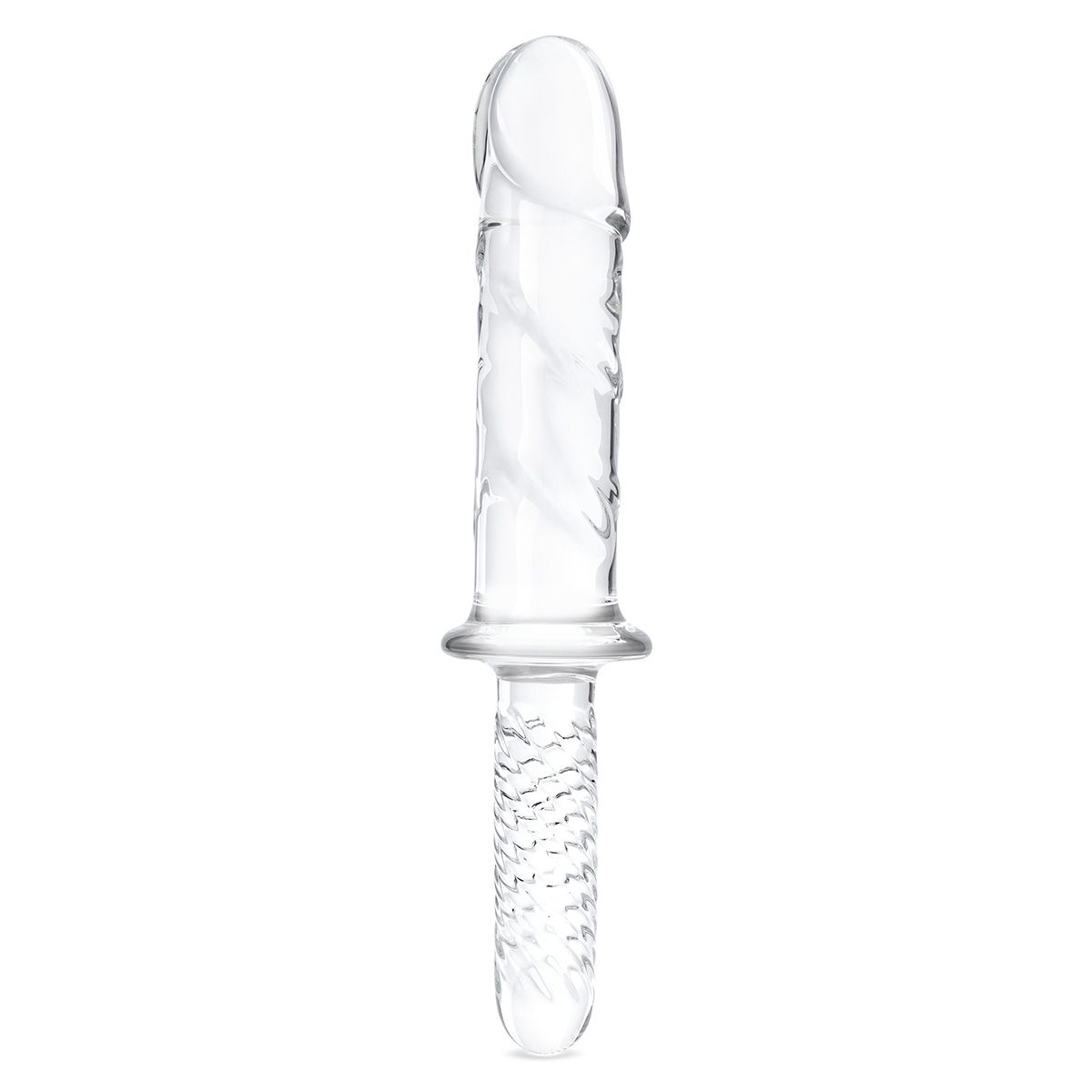 Стеклянный фаллоимитатор с рукоятью 11’’ Girthy Cock Double Ended With Handle - 28 см. 1