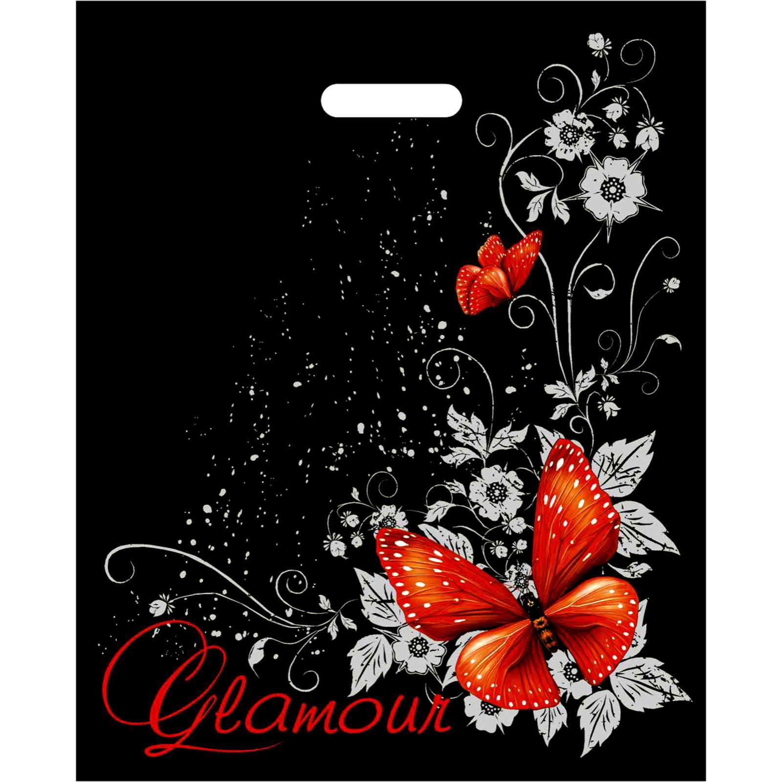 Черный пакет Glamour с вырубной ручкой (38х47 см) 1
