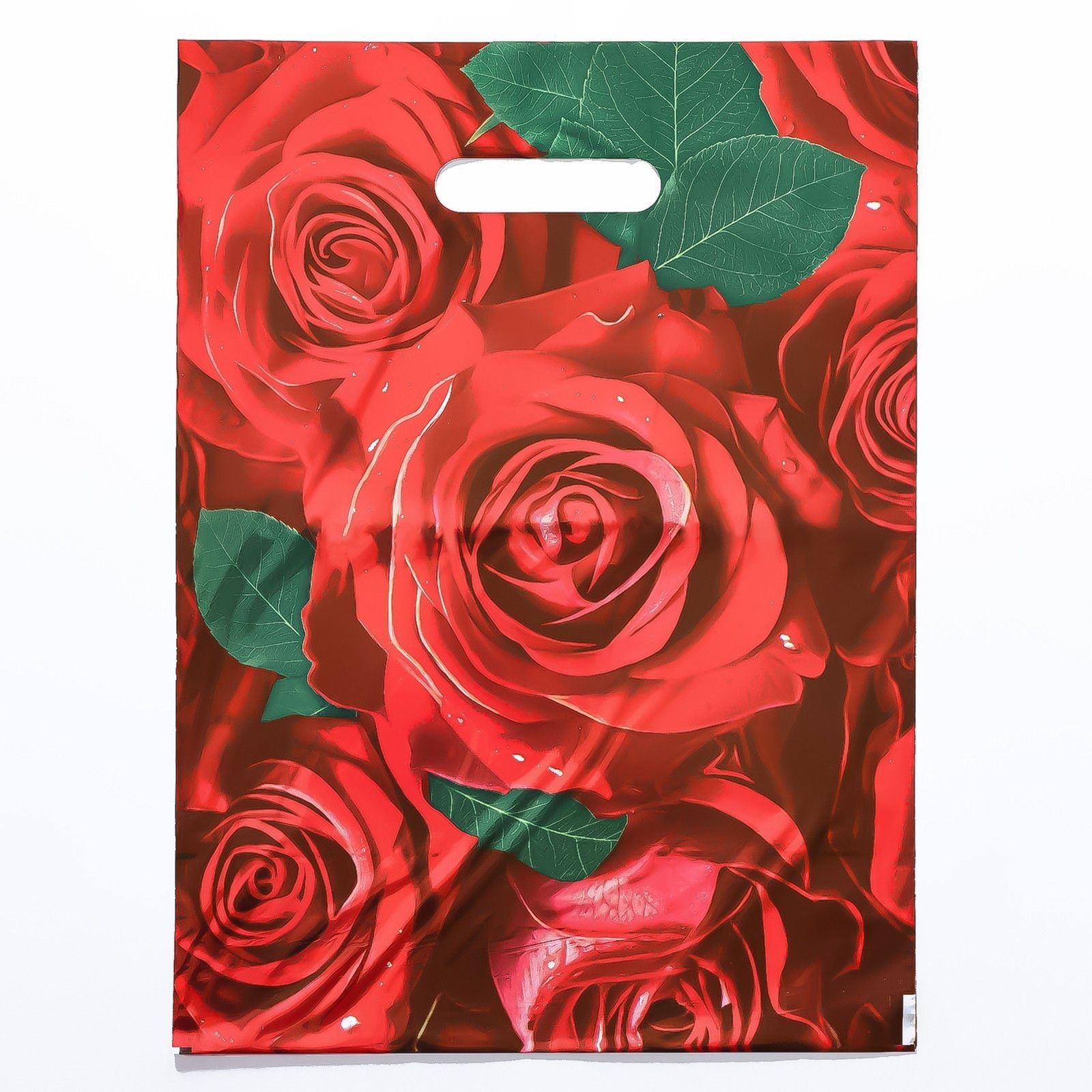 Пакет с цветочным принтом и вырубной ручкой (30х40 см) 1