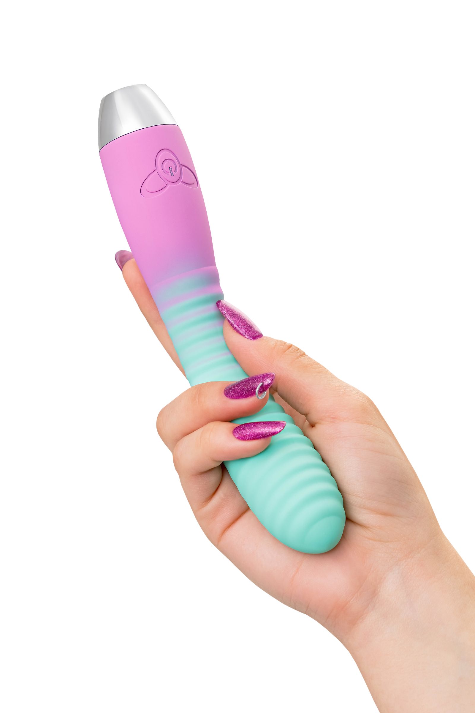 Мятно-розовый вибратор с изогнутой головкой Azalia - 20,5 см. 8