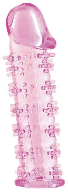 Розовая насадка на пенис с шипами - 12,5 см. 1