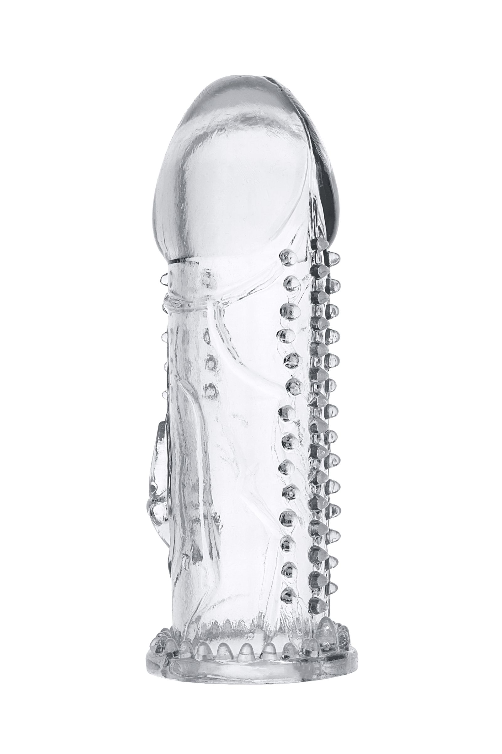 Прозрачная насадка на пенис с шипиками и коготком - 13,5 см. 2