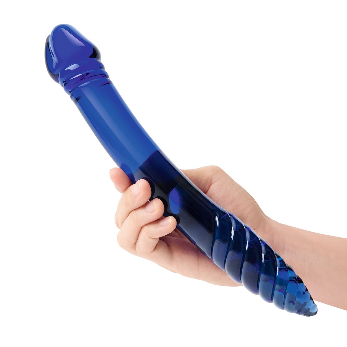 Синий двусторонний стеклянный стимулятор 11’’ Double-sided Glass Dildo For G-Spot P-Spot Stimulation - 28 см. 3