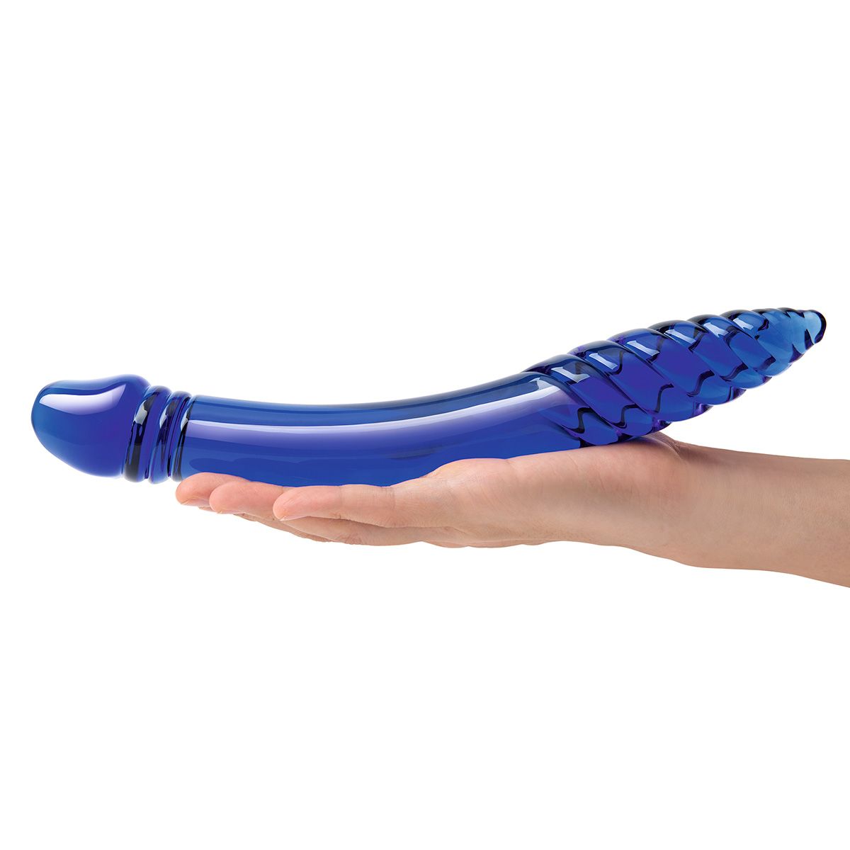 Синий двусторонний стеклянный стимулятор 11’’ Double-sided Glass Dildo For G-Spot P-Spot Stimulation - 28 см. 4