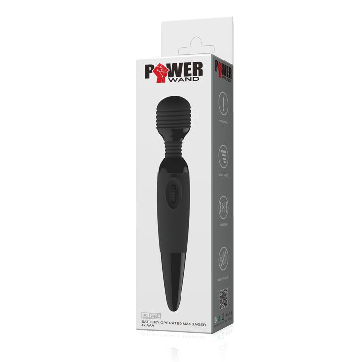 Черный вибромассажер с мощной вибрацией Power Wand 7