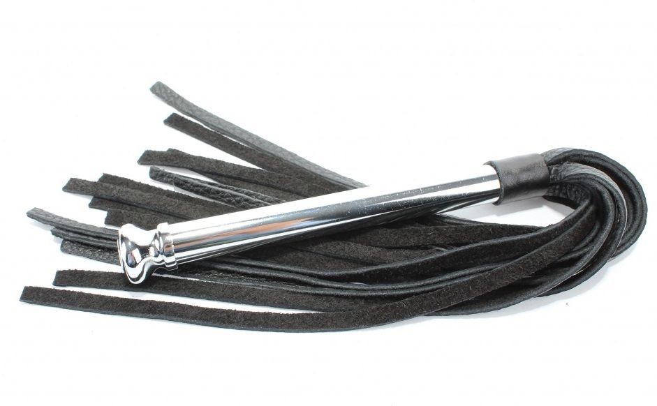 Черная плеть с металлической рукоятью - 43 см. 1