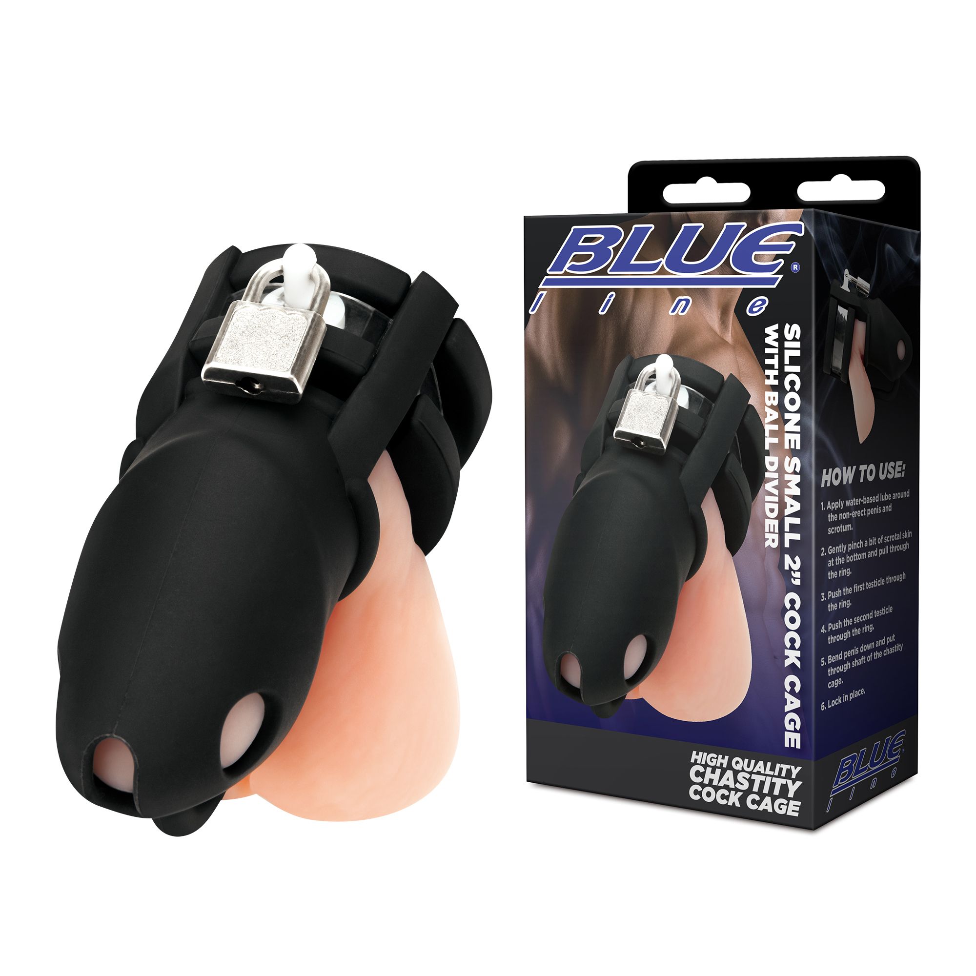 Черная клетка для пениса Silicone Small 2 in Cock Cage With Ball Divider 2
