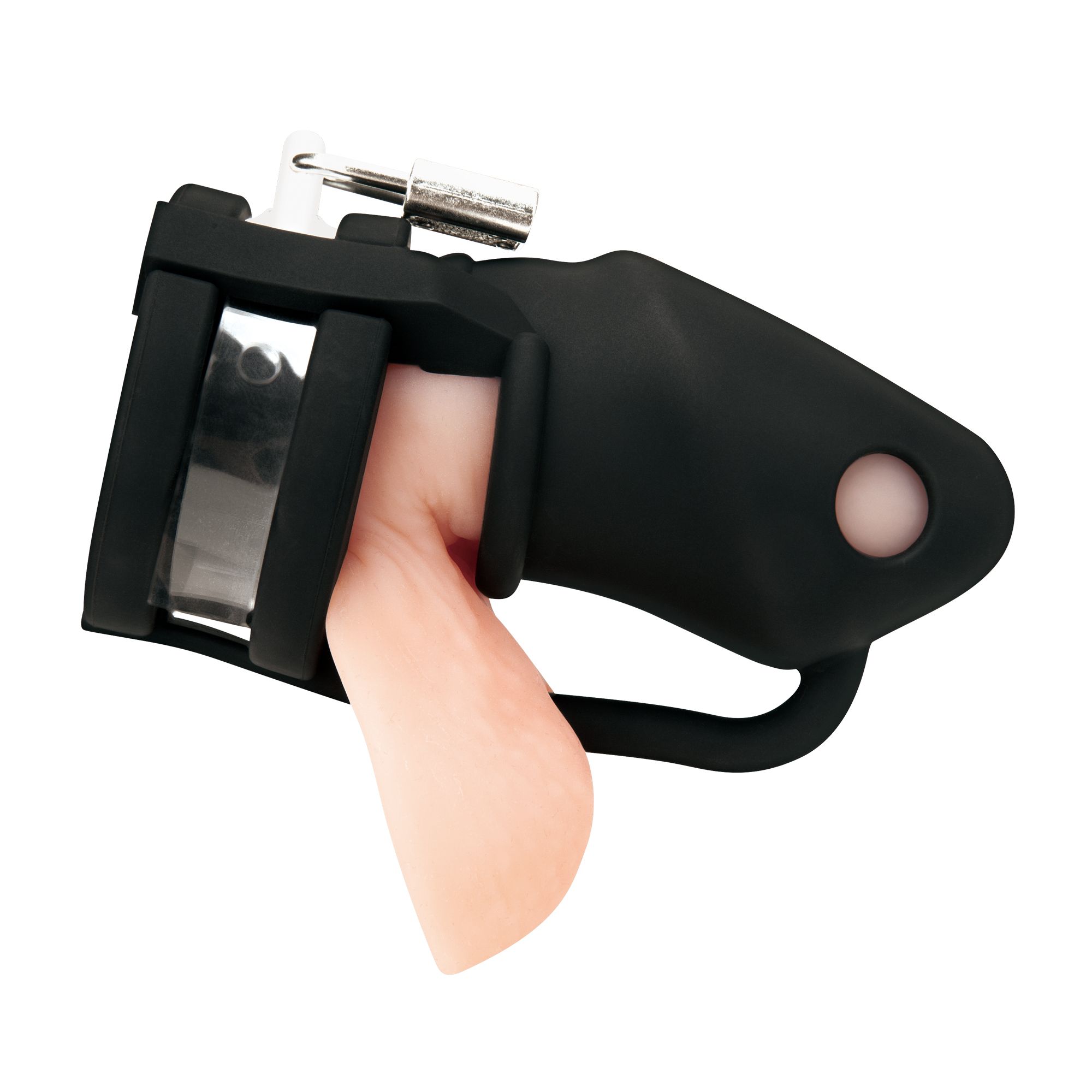 Черная клетка для пениса Silicone Small 2 in Cock Cage With Ball Divider 3