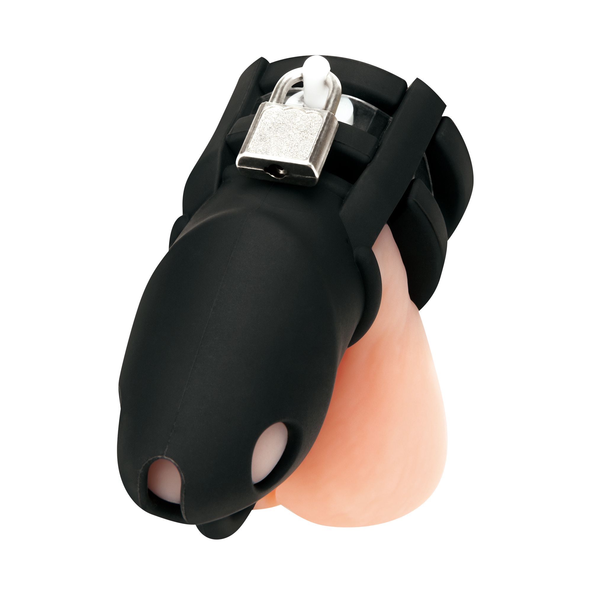 Черная клетка для пениса Silicone Small 2 in Cock Cage With Ball Divider 1