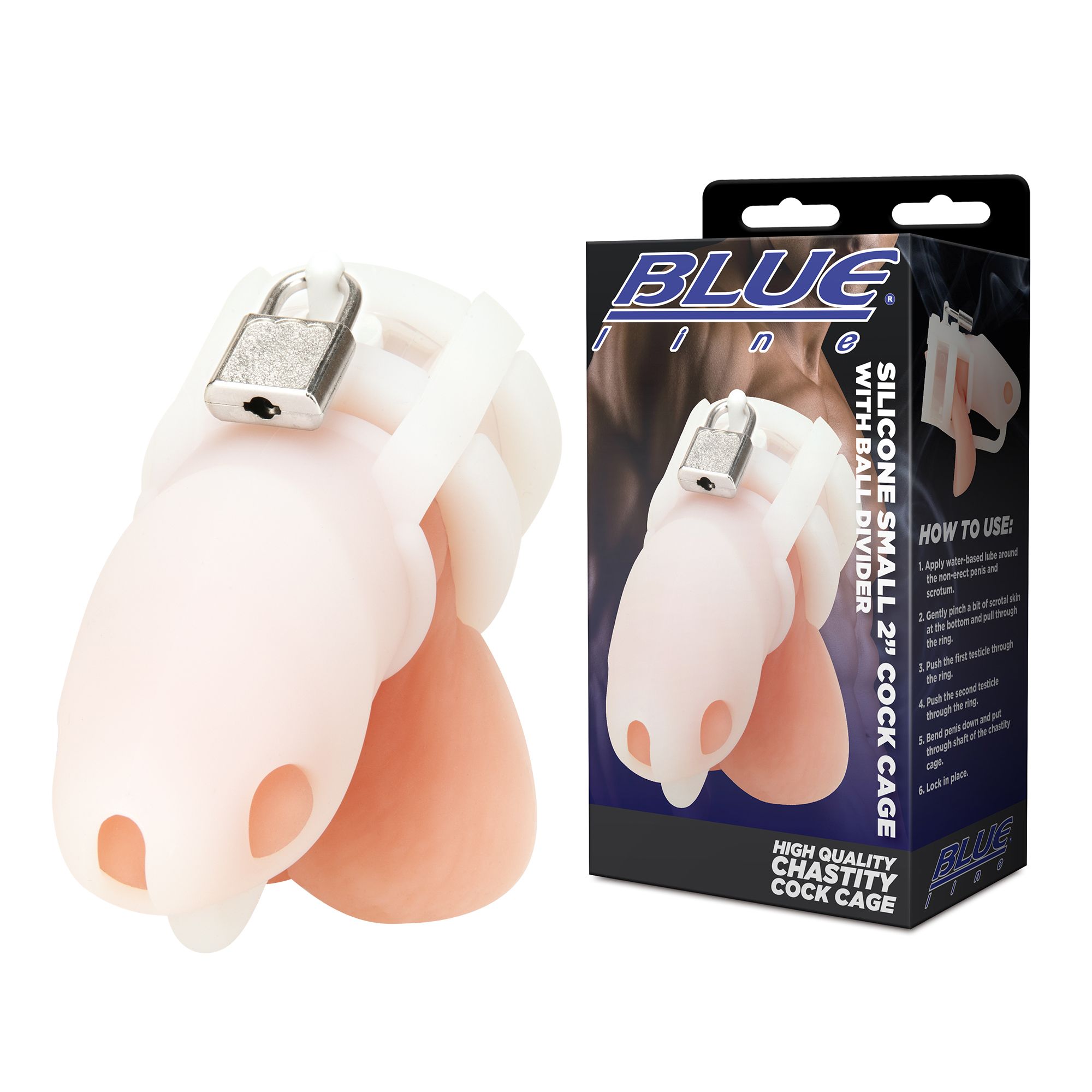 Белая клетка для пениса Silicone Small 2 in Cock Cage With Ball Divider 2