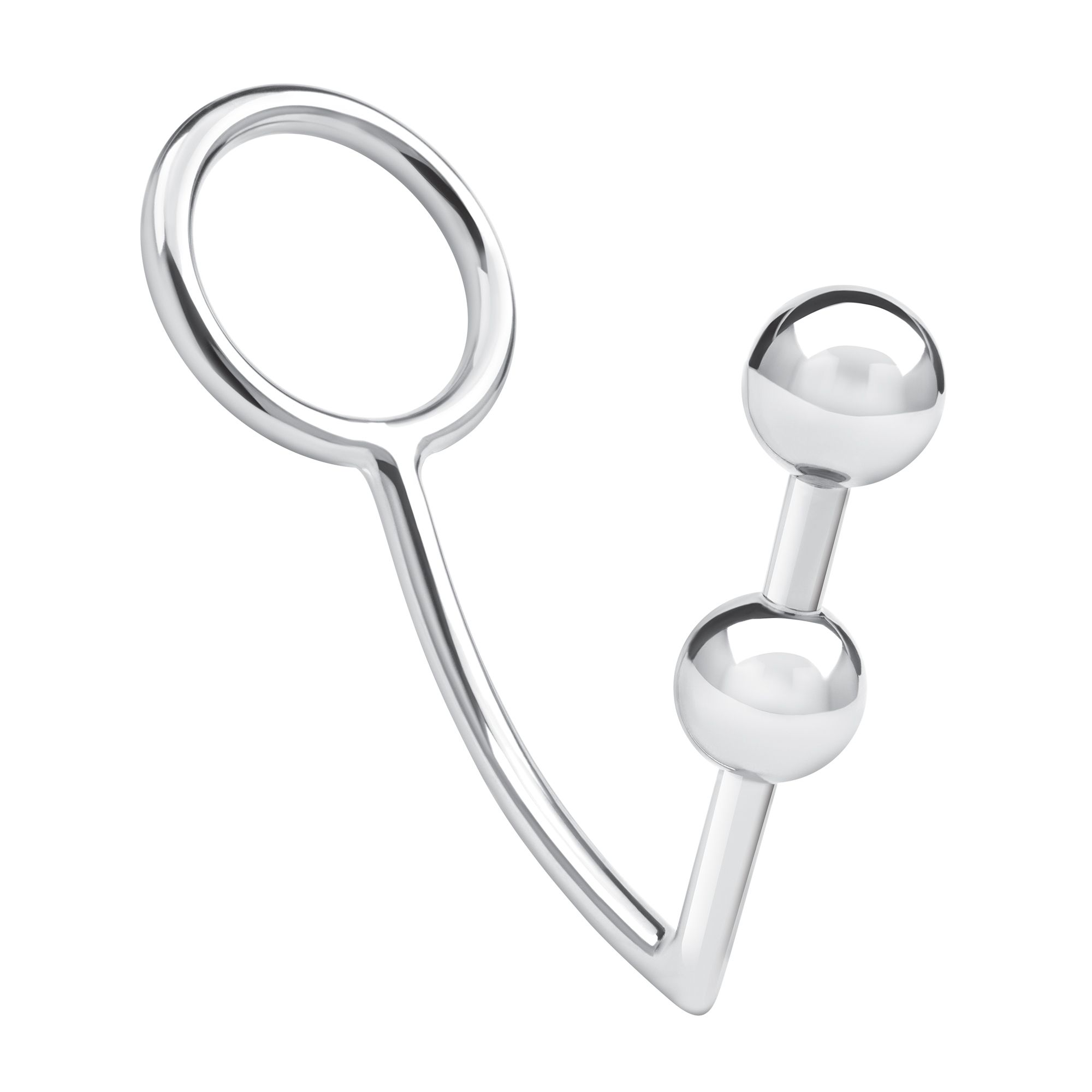 Кольцо на пенис с анальным стимулятором Two Bead Stainless Steel Anal Hook & Cock Ring 1