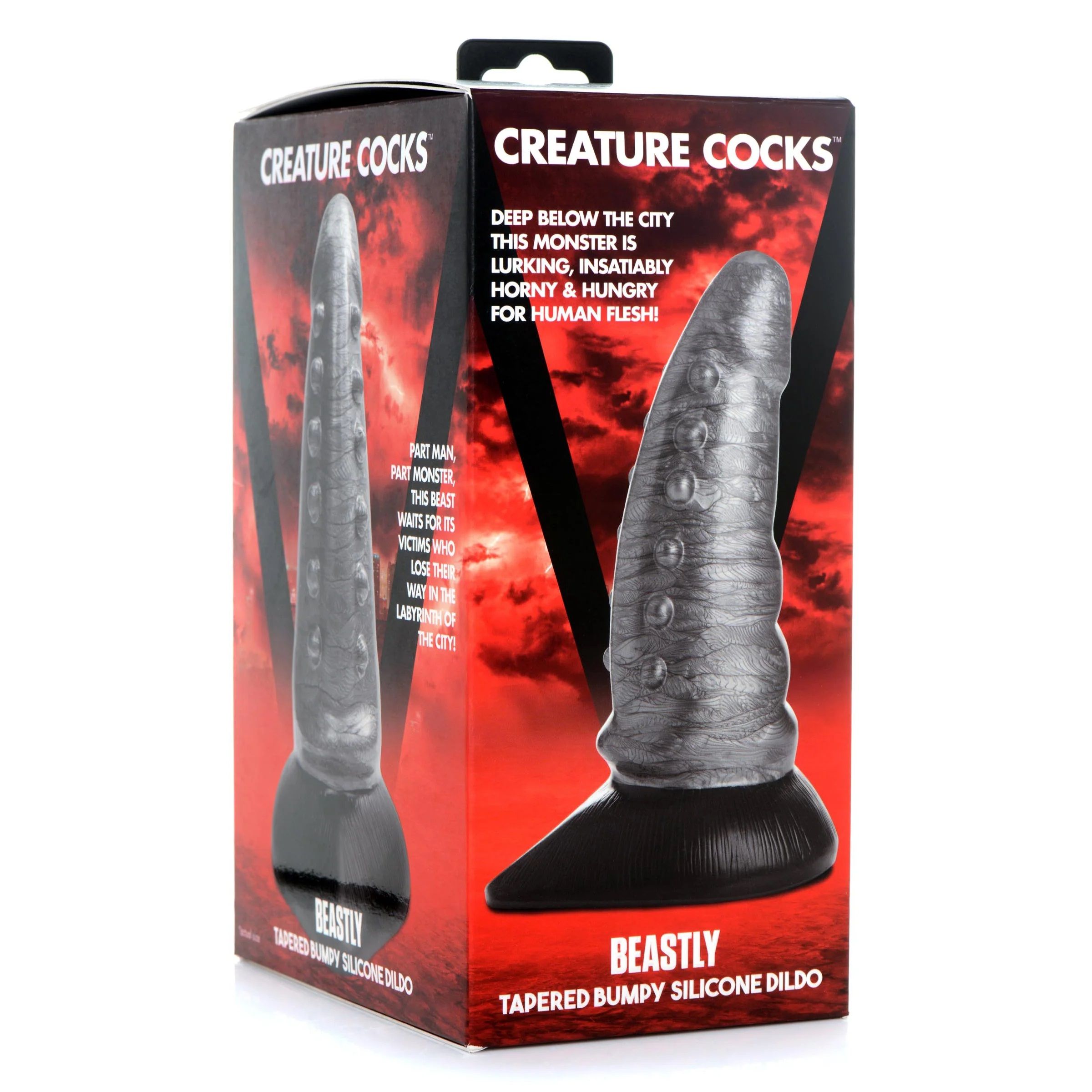 Серый фантазийный фаллоимитатор Beastly Tapered Bumpy Silicone Dildo - 21 см. 5
