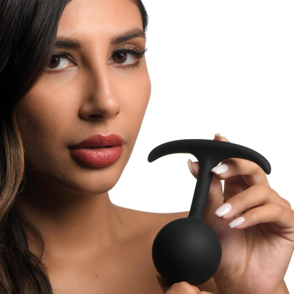 Черная анальная пробка с утяжелением Comfort Plugs Premium Silicone 4.7’’ Weighted Round Plug - 12 см. 2