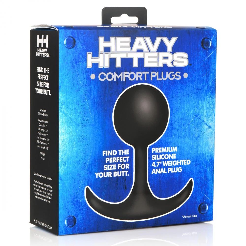 Черная анальная пробка с утяжелением Comfort Plugs Premium Silicone 4.7’’ Weighted Round Plug - 12 см. 3