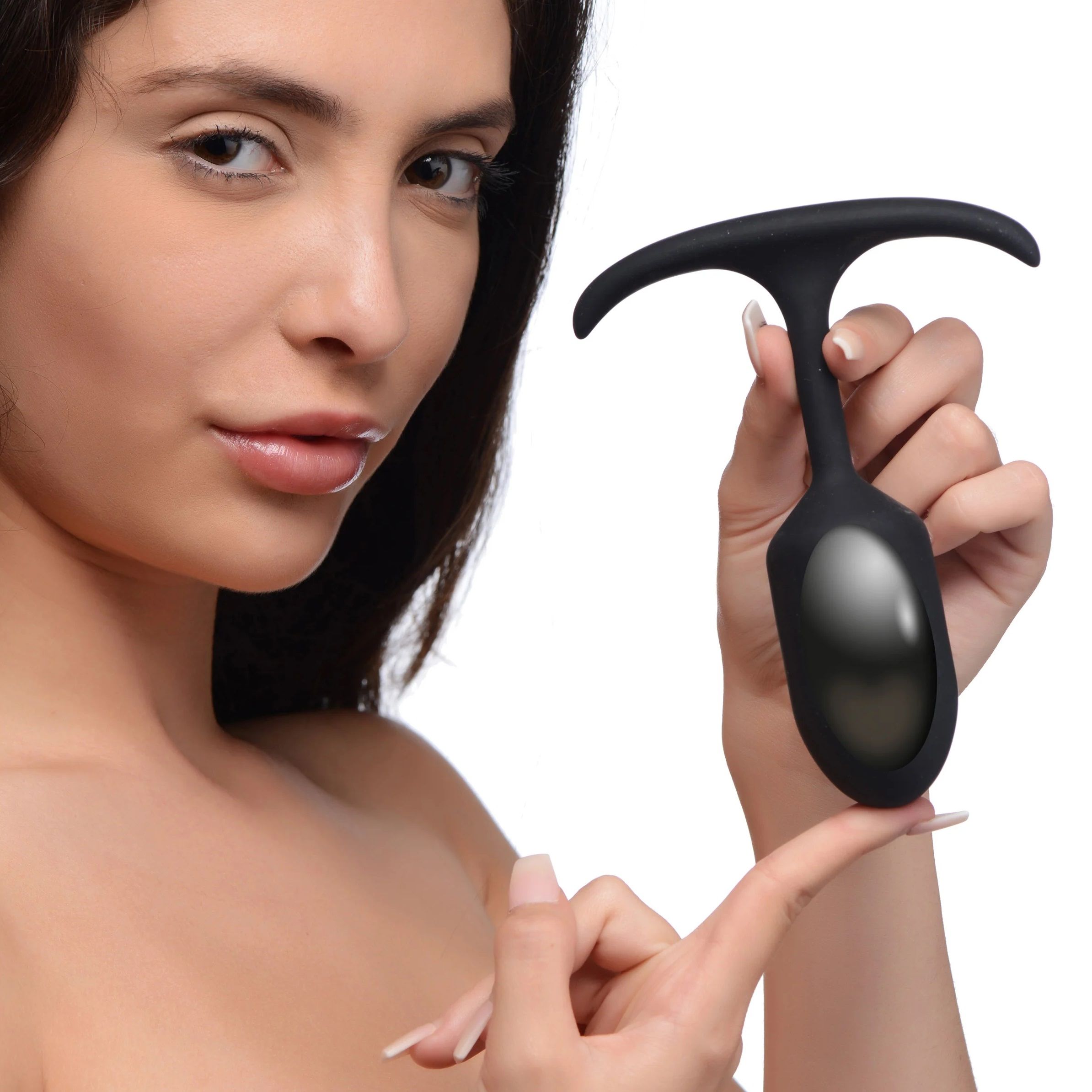 Черная анальная пробка с утяжелением Premium Silicone Weighted Anal Plug Medium - 14 см. 3