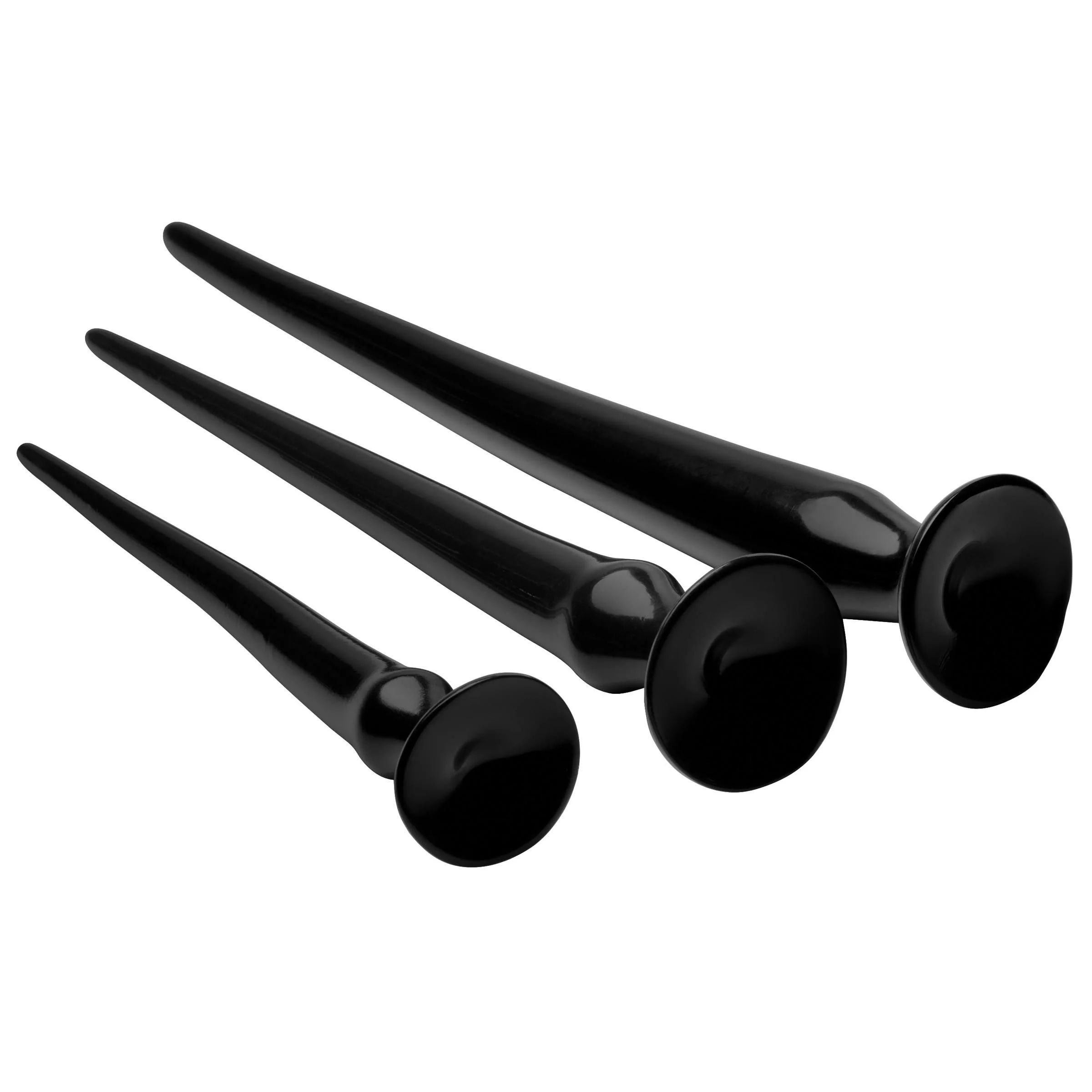 Набор из 3 черных больших гибких анальных стимуляторов Slim Tapered Anal Hose Trainer Set 1