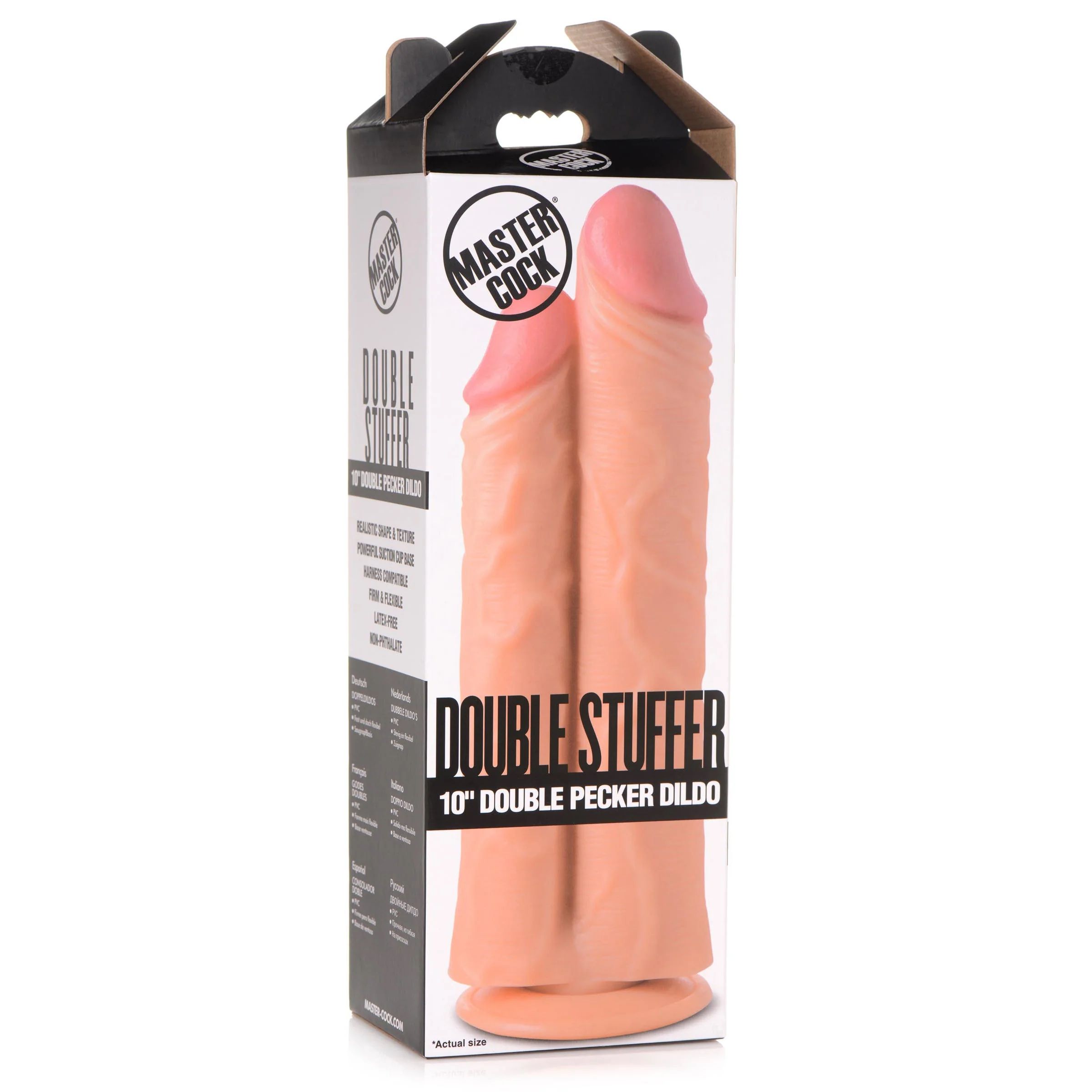 Телесный сдвоенный фаллоимитатор Double Stuffer 10" Double Pecker Dildo - 27 см. 5
