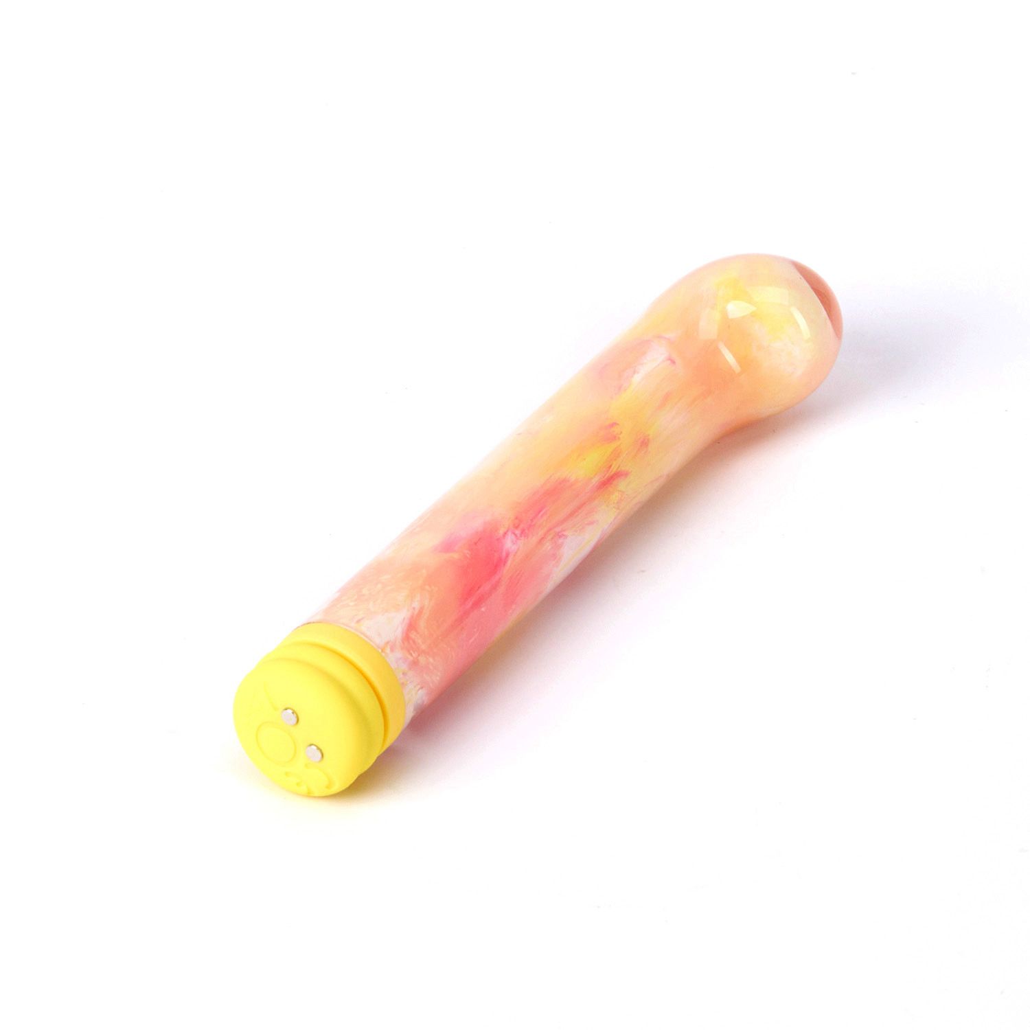 Желтый компактный вибратор из стекла Magic Cane - 12 см. 3