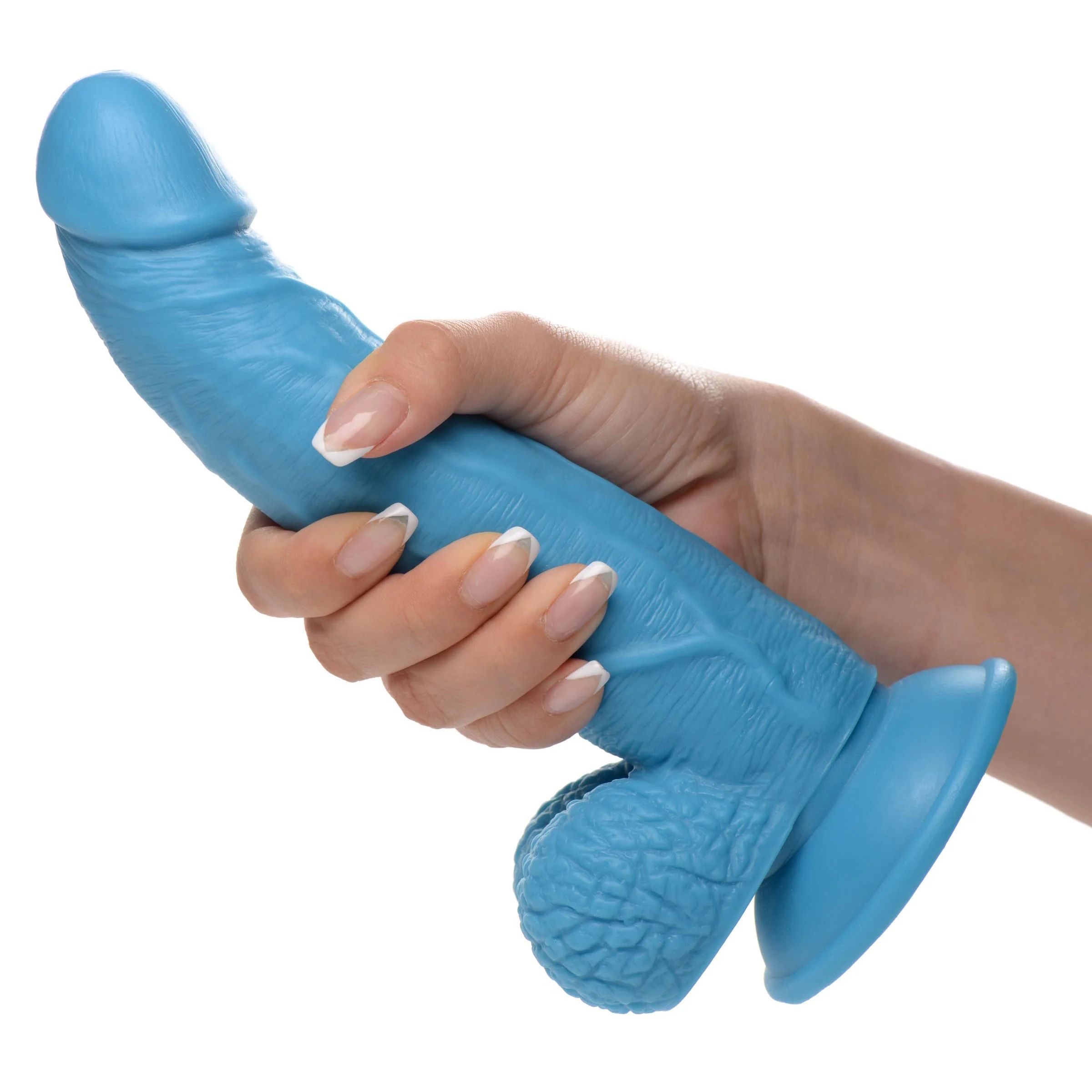 Голубой фаллоимитатор на присоске 7.5" Dildo with Balls - 21,5 см. 2