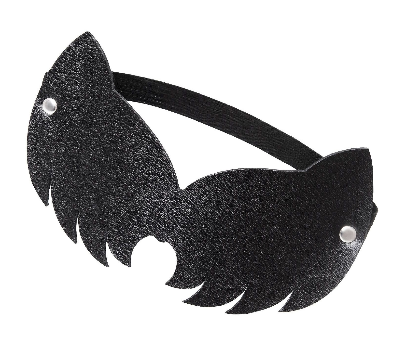 Черная закрытая кожаная маска с ушками кошки 1