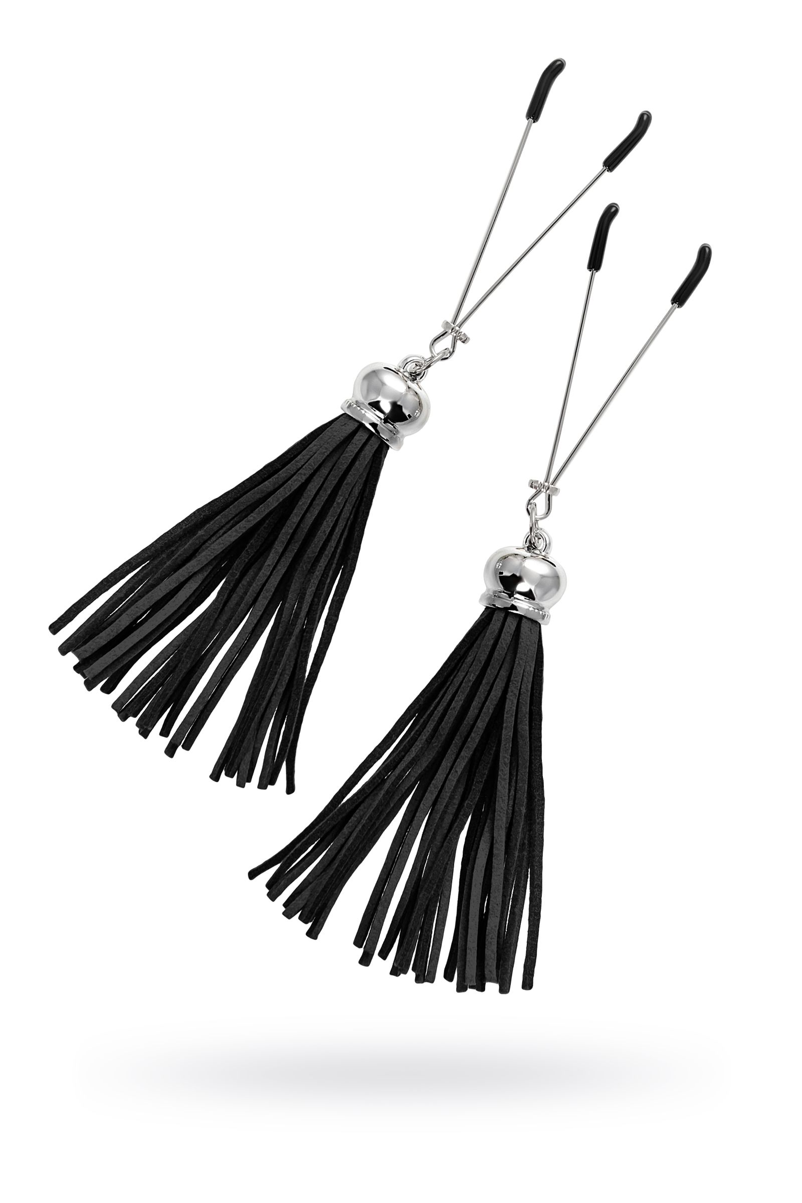 Зажимы на соски «Вилки» с черными кисточками из замши 2