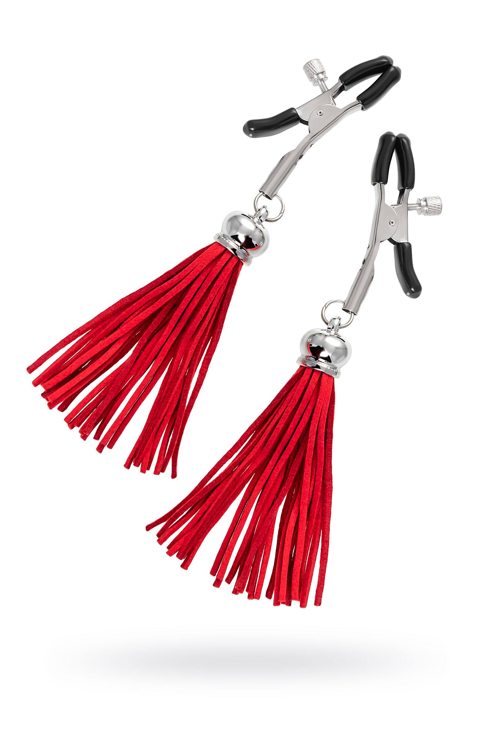 Зажимы на соски «Прищепки» с красными кисточками из замши 2