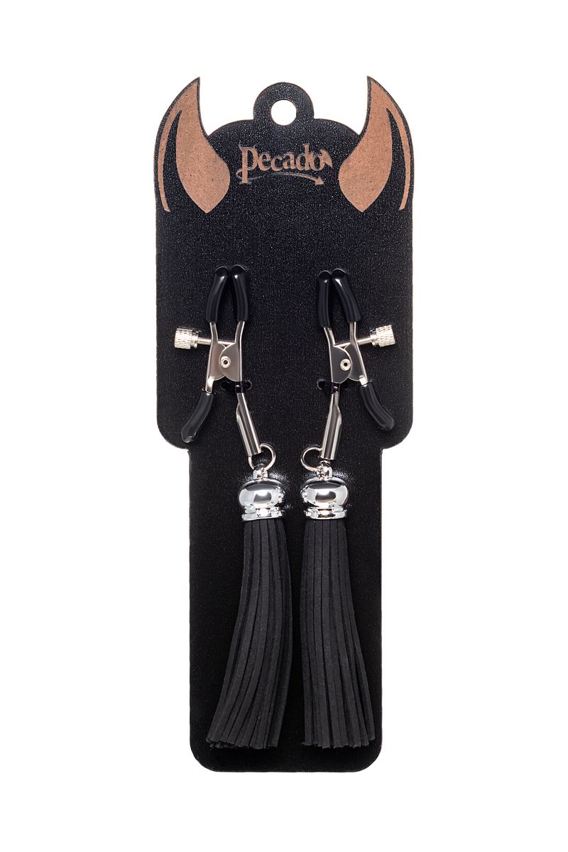 Зажимы на соски «Прищепки» с черными кисточками из замши 3