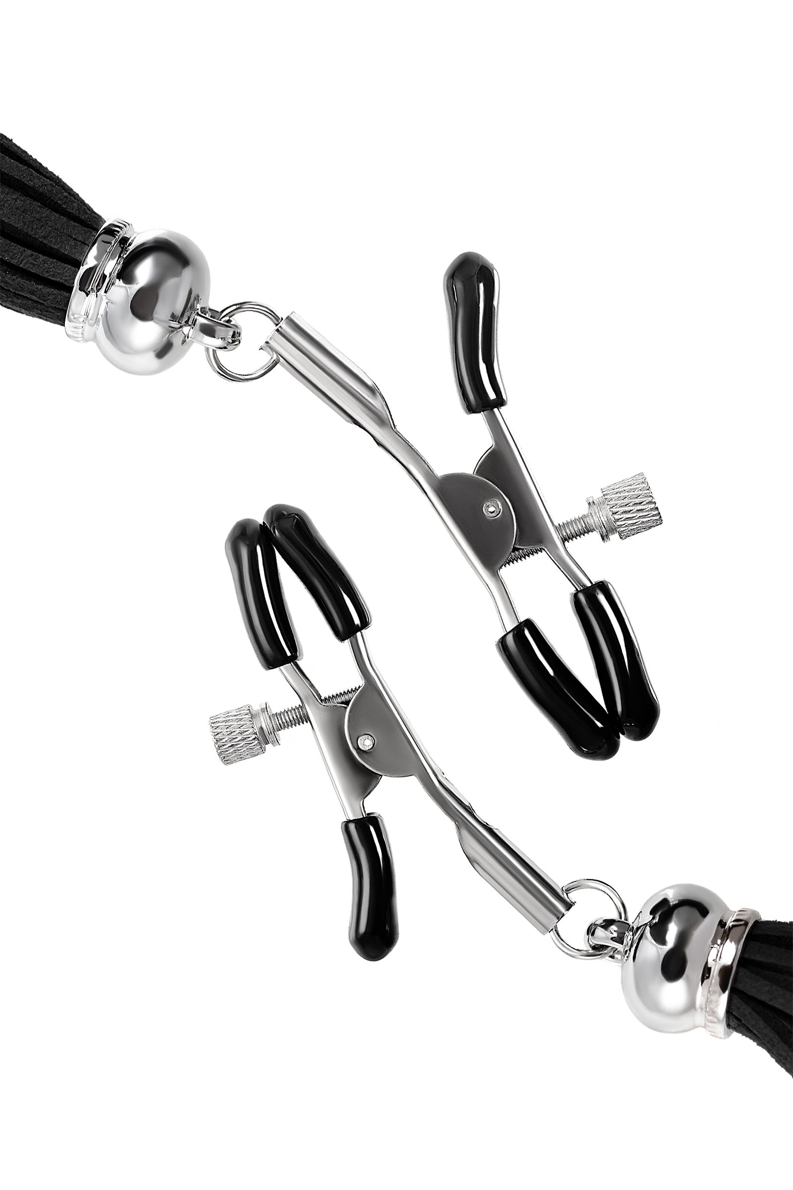 Зажимы на соски «Прищепки» с черными кисточками из замши 5