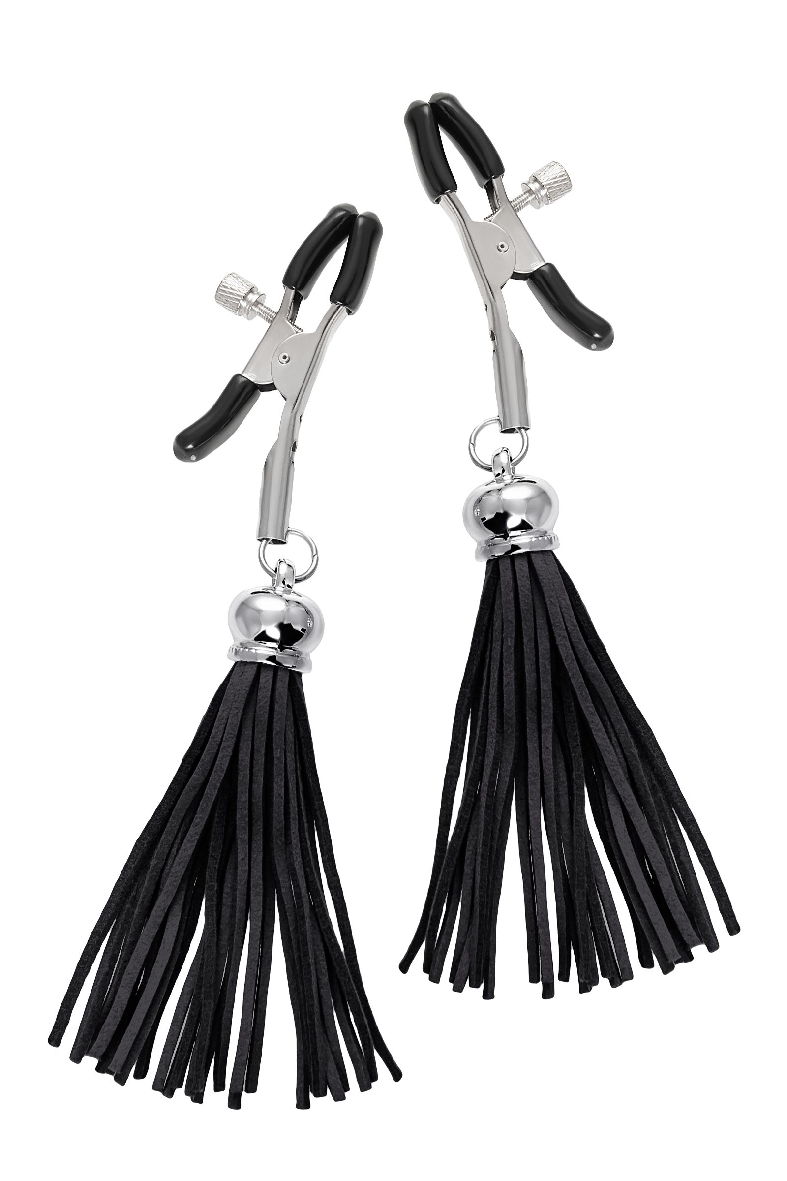 Зажимы на соски «Прищепки» с черными кисточками из замши 1