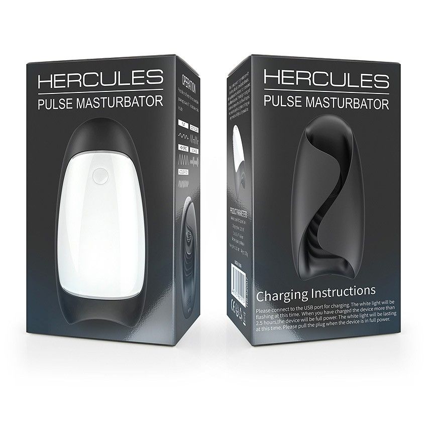 Черно-белый сквозной вибромастурбатор Hercules 3