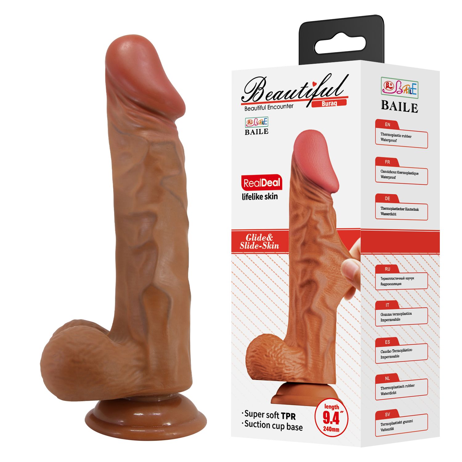 Карамельный фаллоимитатор-реалистик Buraq на присоске - 24 см. 2