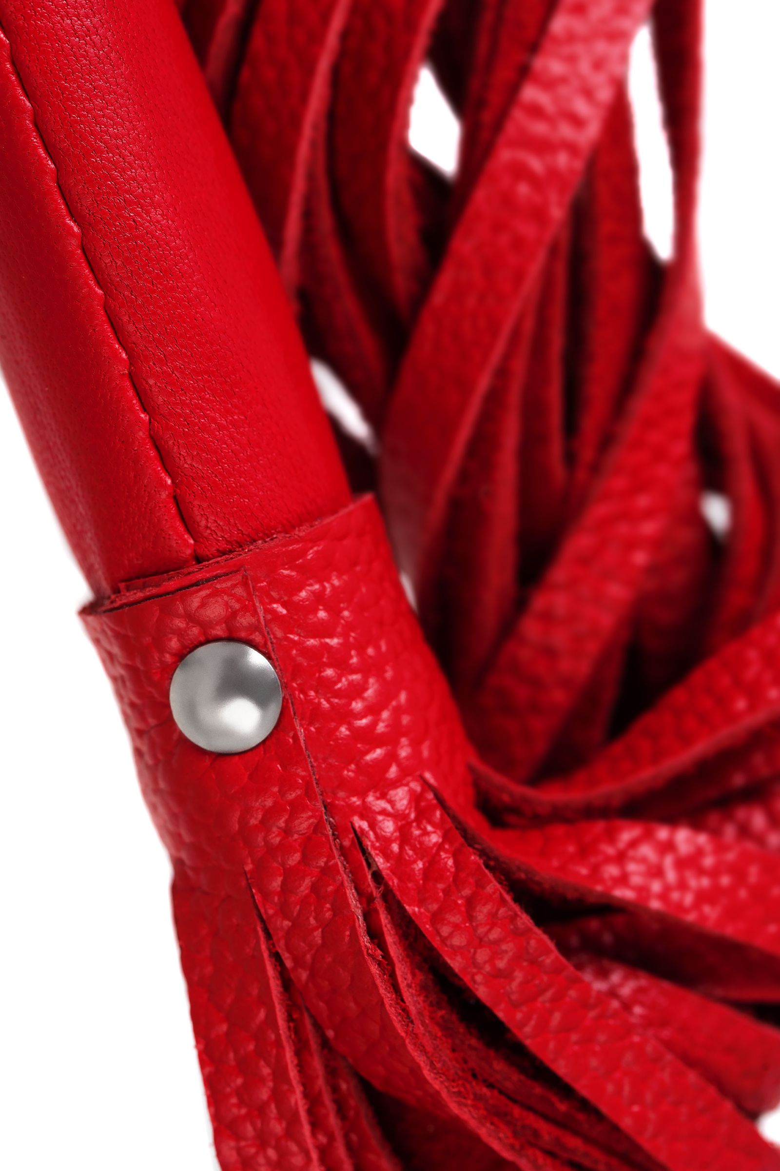 Красная кожаная плеть с петлёй - 50 см. 4