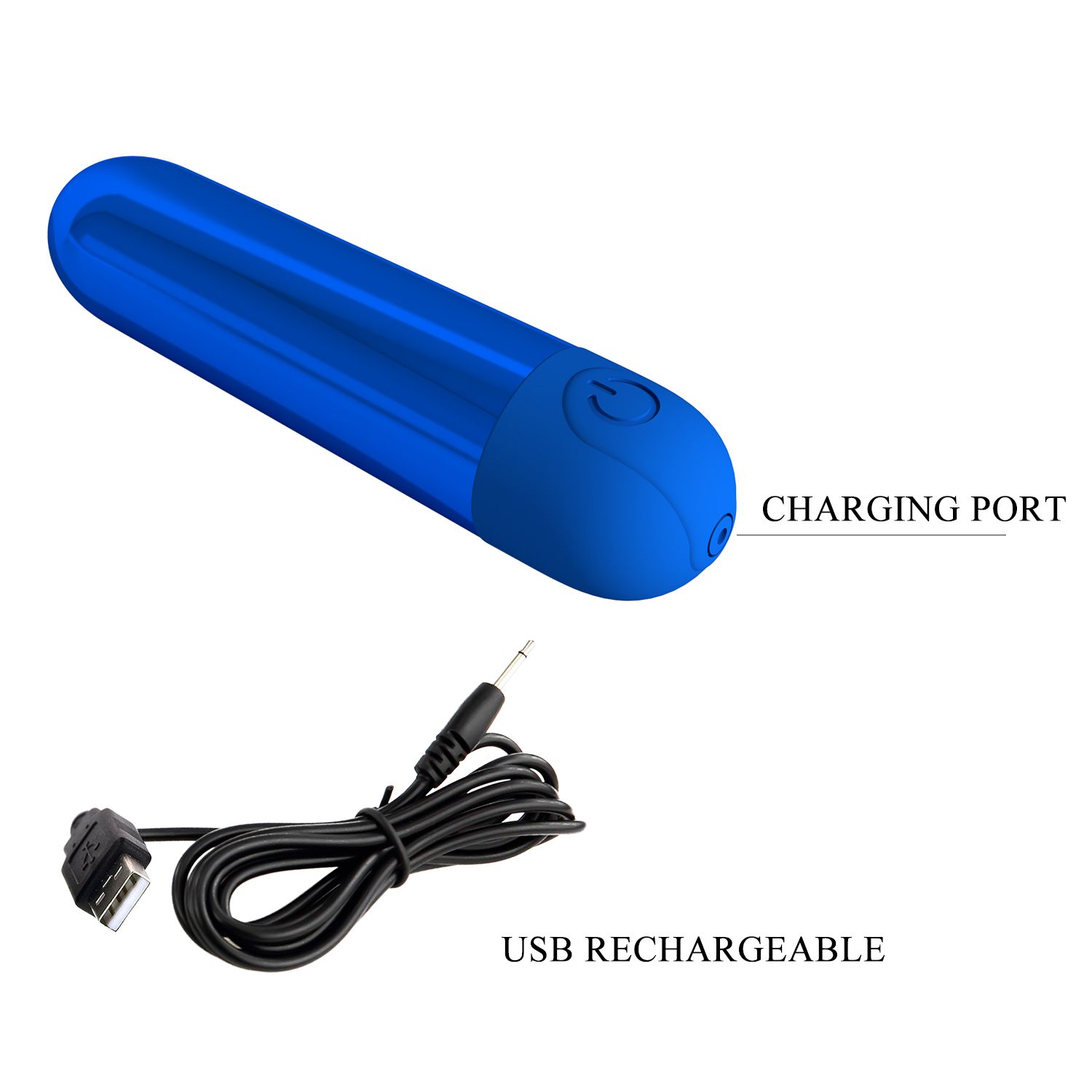 Синяя перезаряжаемая вибропуля Kiwi 7