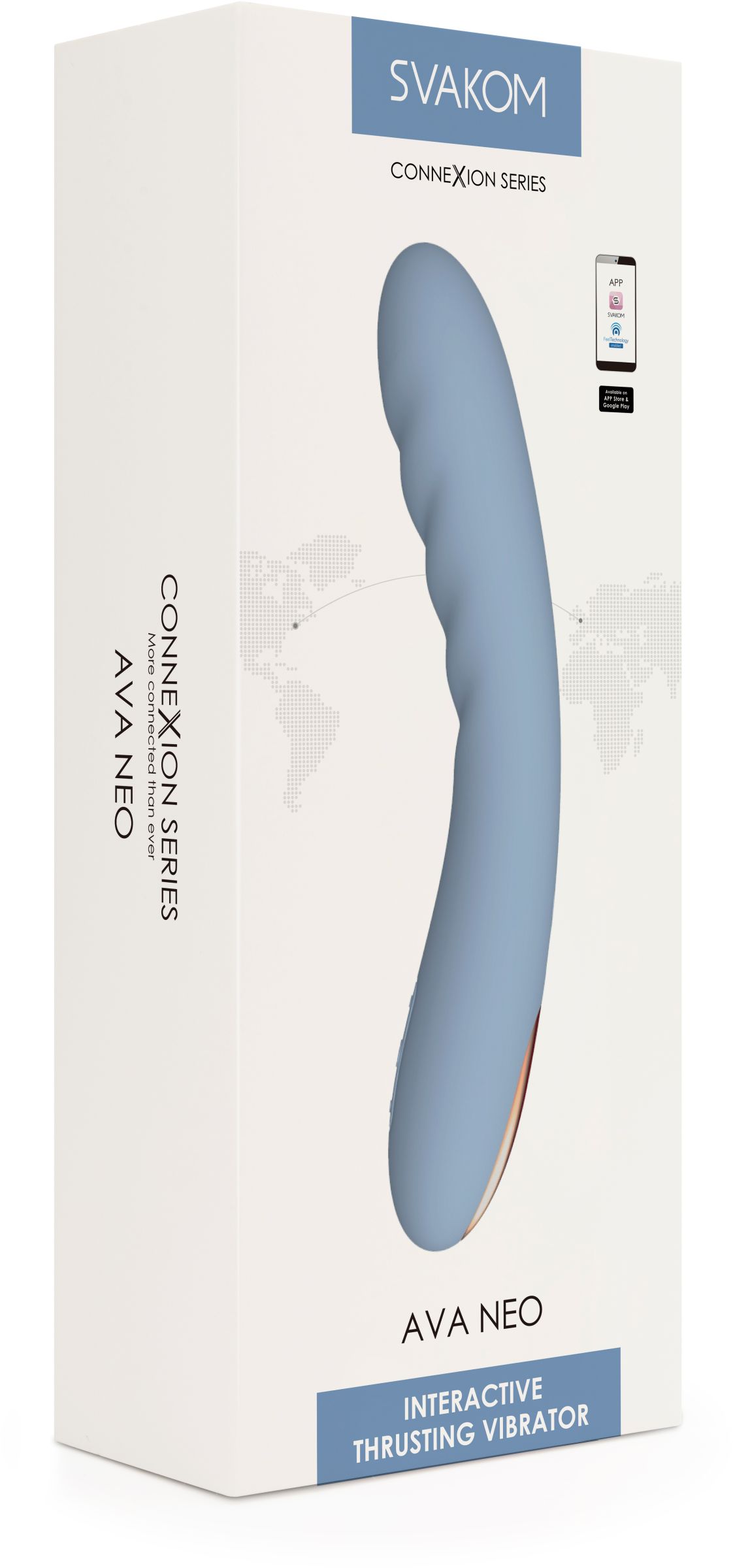 Голубой изогнутый вибромассажер Ava Neo с функцией пенетрации - 19,6 см. 5