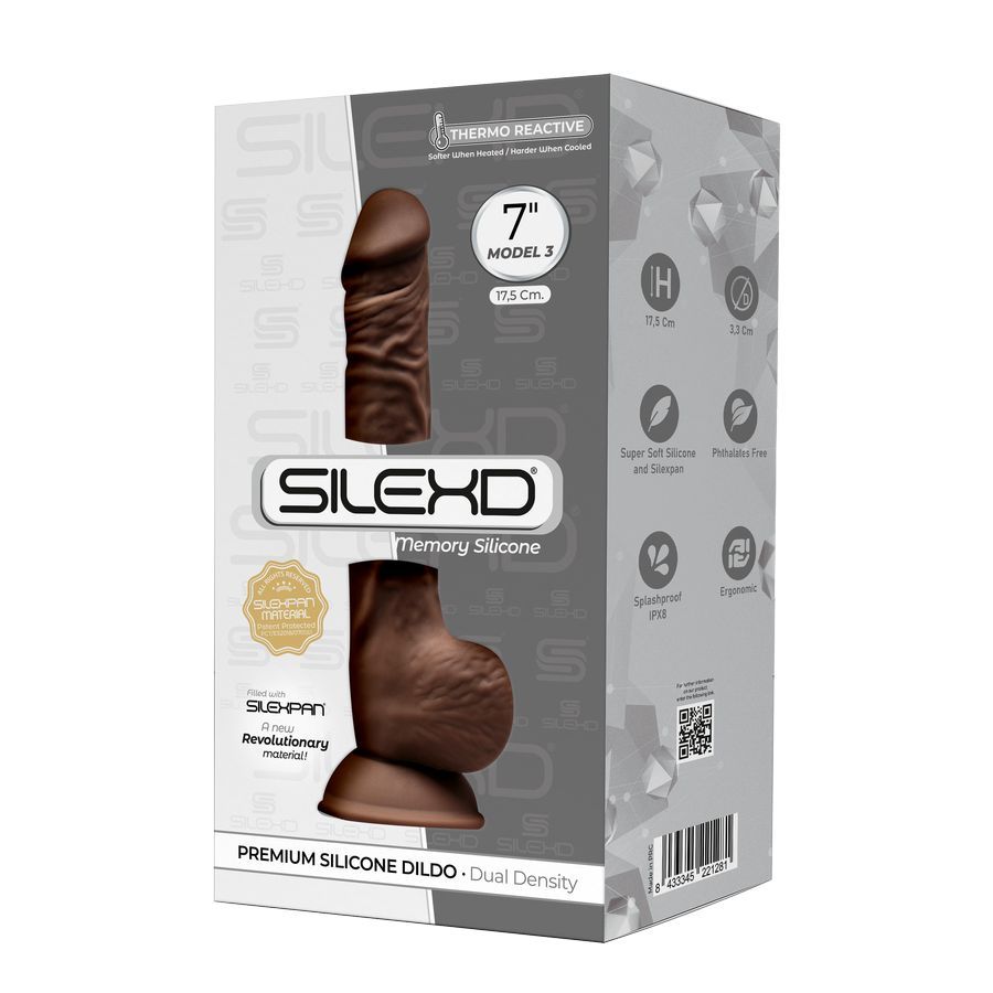 Коричневый фаллоимитатор SILEXD Model 3 7" - 17,5 см. 2