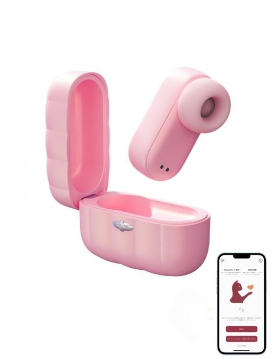 Розовый вакуумный стимулятор клитора Alggie Earphone с управлением через приложение 2