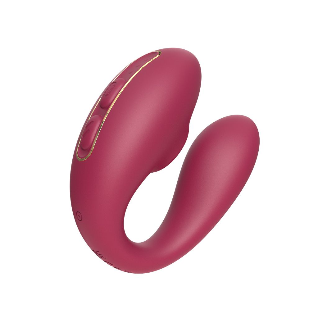 Бордовый вакуумный вибратор для пар Talia с пультом ДУ 2