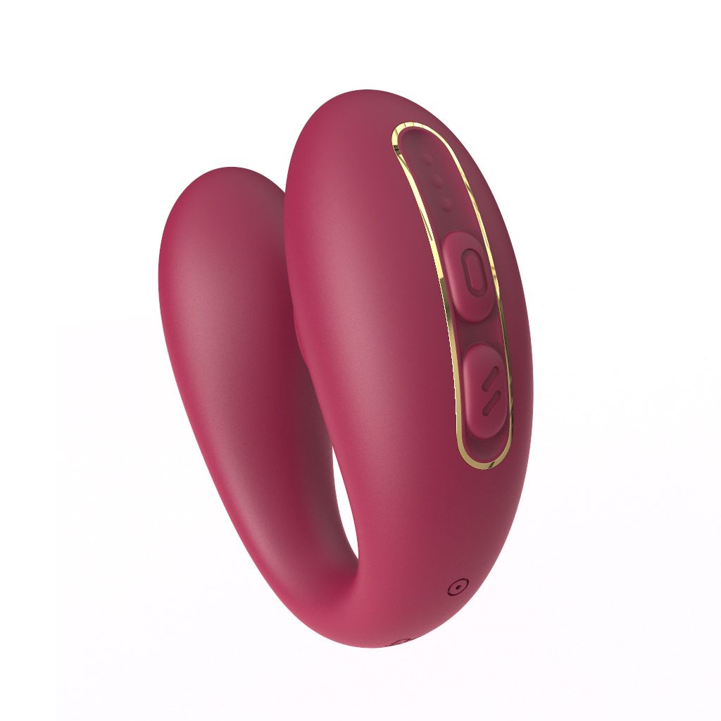 Бордовый вакуумный вибратор для пар Talia с пультом ДУ 5