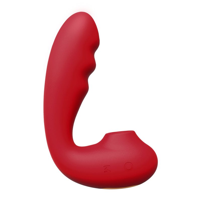 Красный вибратор с вакуумной стимуляцией и нагревом Tara 2