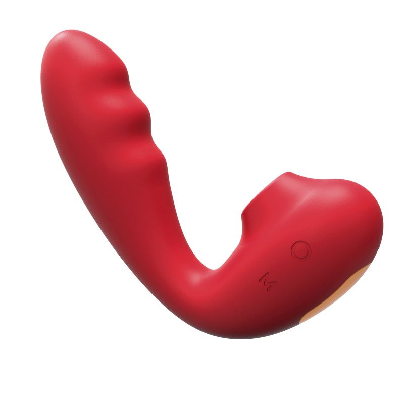 Красный вибратор с вакуумной стимуляцией и нагревом Tara 3