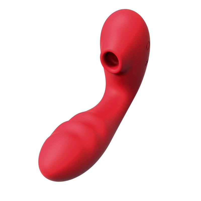 Красный вибратор с вакуумной стимуляцией и нагревом Tara 5
