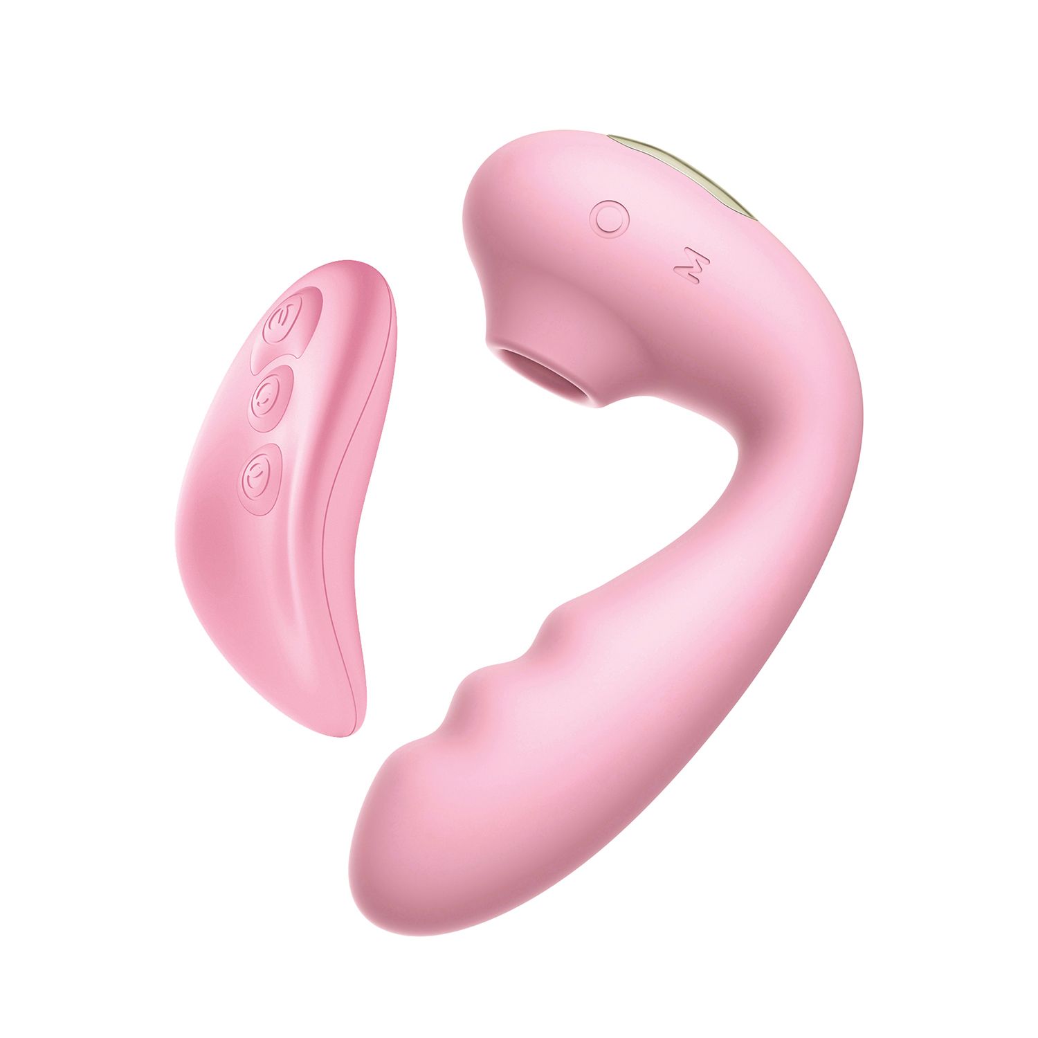 Розовый вибратор Tara с вакуумной стимуляцией и пультом ДУ 7