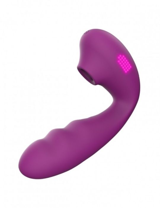 Фиолетовый вибратор с вакуумной стимуляцией и нагревом Tara 1