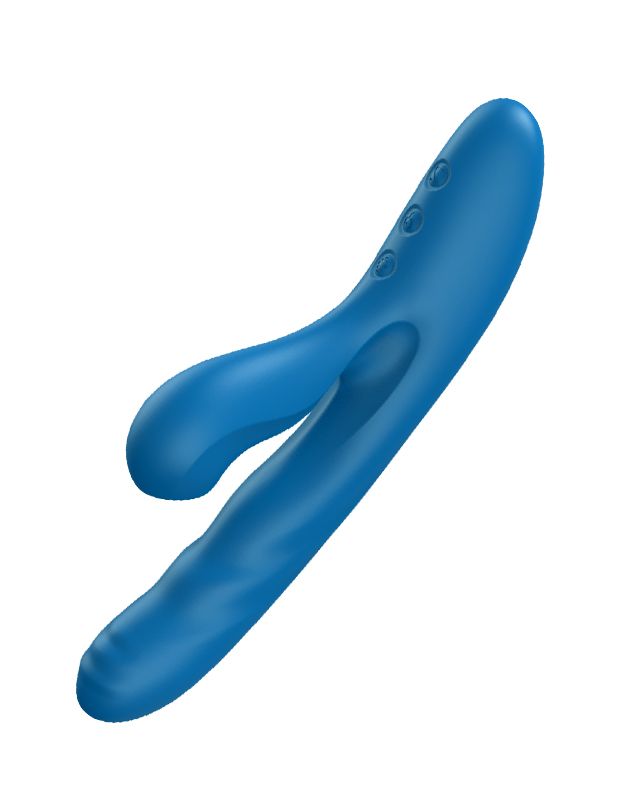 Голубой вибратор Otto с возвратно-поступательными движениями, вакуумом и подогревом - 22,2 см. 2