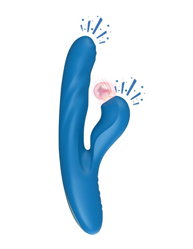 Голубой вибратор Otto с возвратно-поступательными движениями, вакуумом и подогревом - 22,2 см. 3