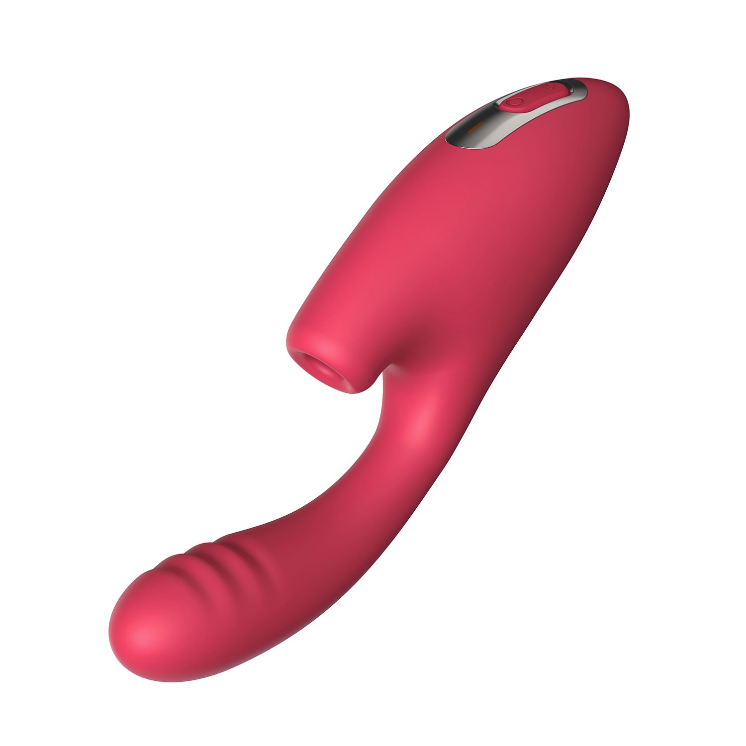 Красный двойной стимулятор Cardinal с вибрацией и вакуумом - 20,2 см. 7