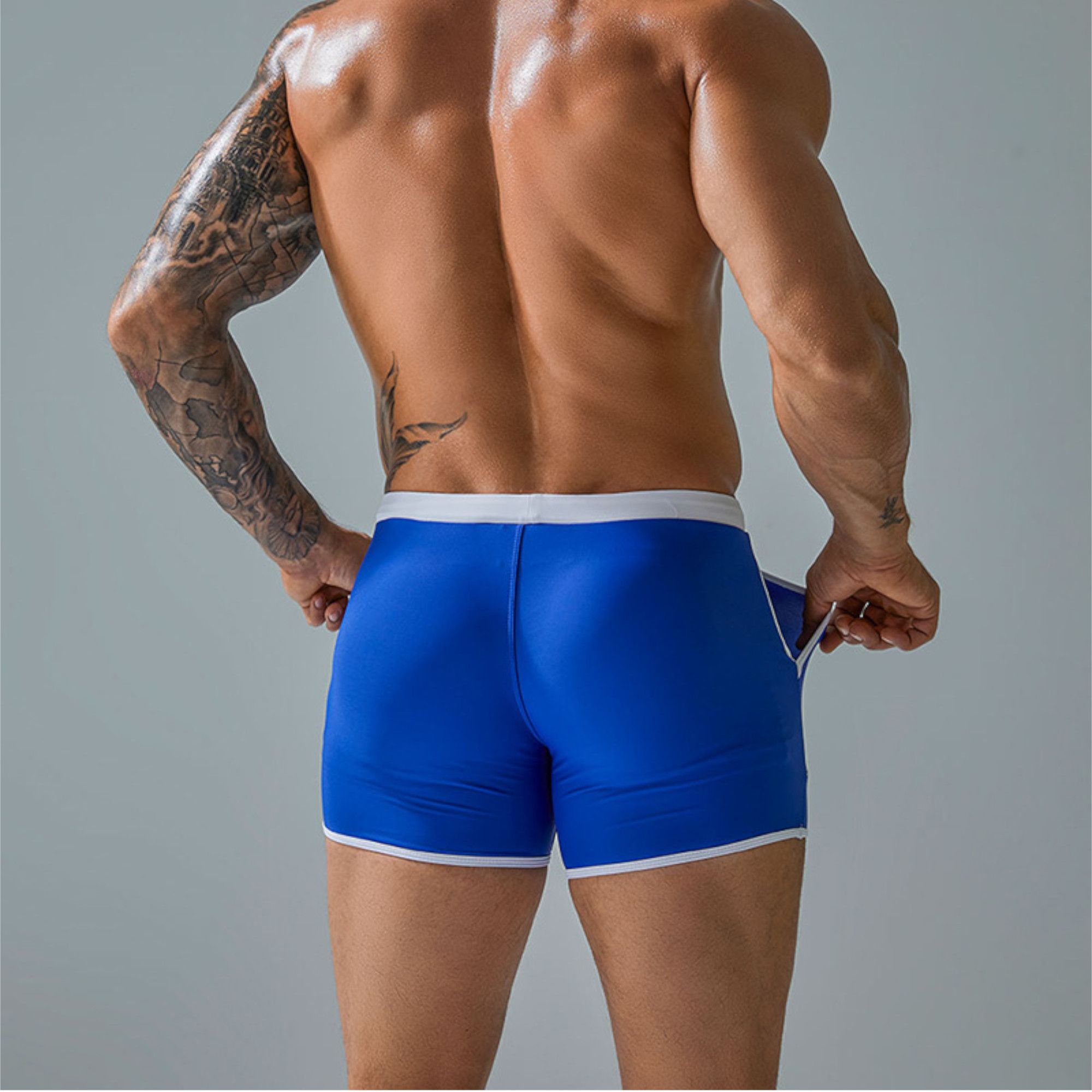 Синие плавки-боксеры с контрастной отделкой 3